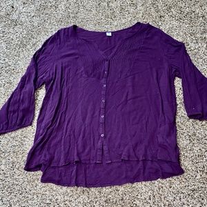 Dark Purple Old Navy Button Up Blouse